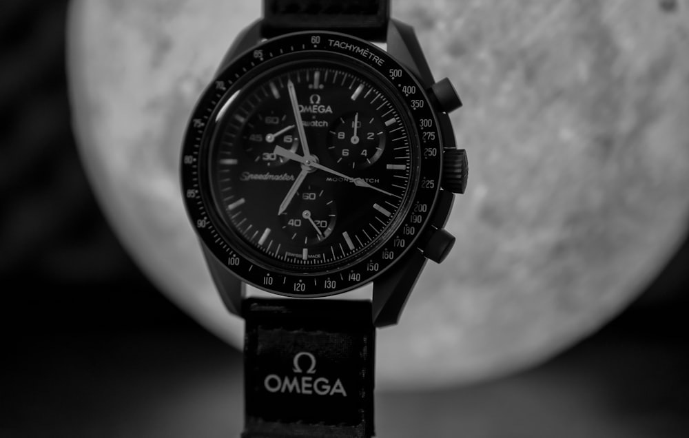 Close-up view of Omega Seamaster chronograph
